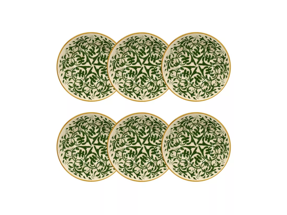 Novastyl - Lot 6 Coupelles Heraclee 500ml En Gres Decor Vert