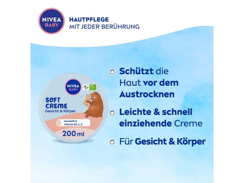 NIVEA BABY Soft Creme Gesicht & Körper 200 ml Sanfte Creme für natürlich gepflegte Haut
