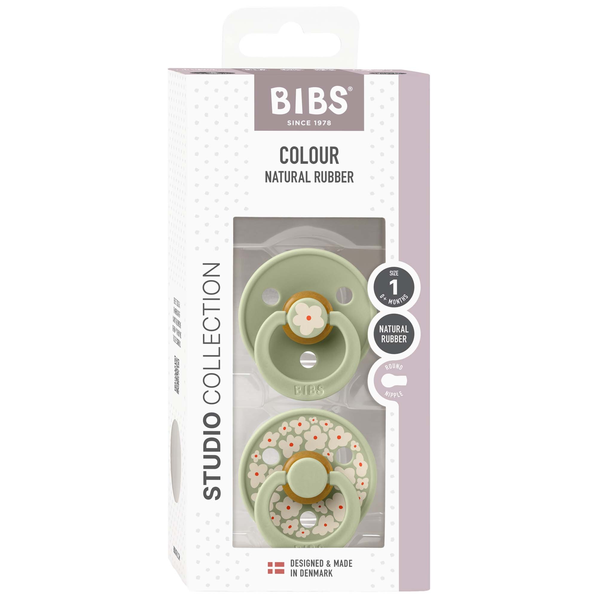 BIBS Fopspeen Studio Round Size 1 2-pack groen