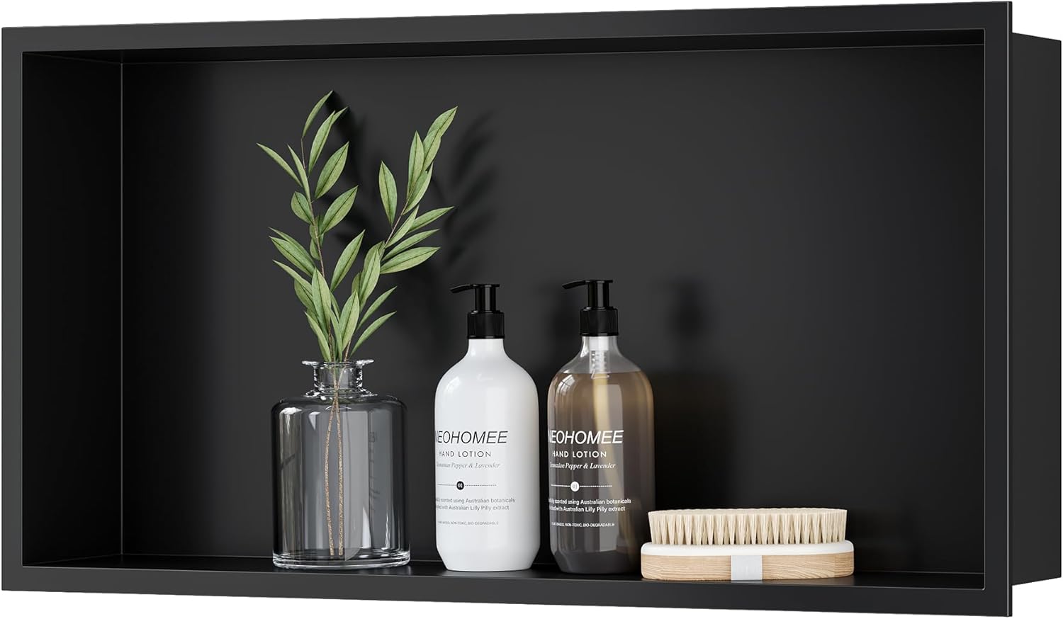 Neodrain Wandnische Dusche Edelstahl Duschnische Einzelregal Lagerung für Badezimmer 60 x 30 cm, Schwarz