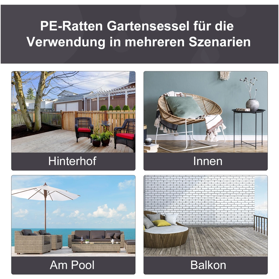 Outsunny Gartensessel in Tropfen Design grau, beige