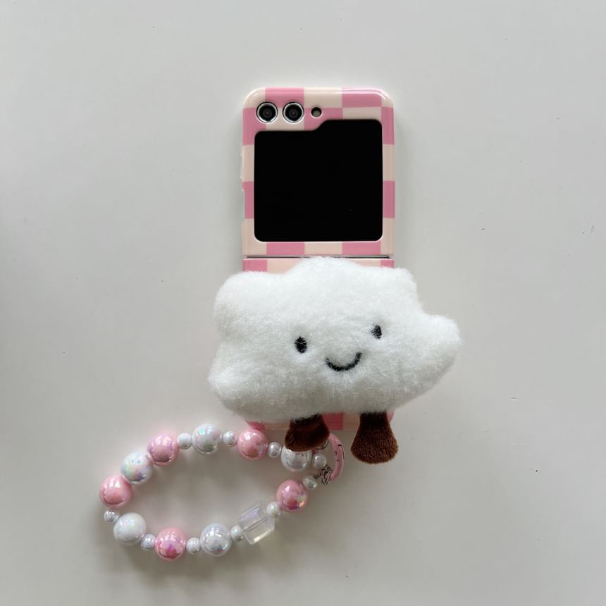 Edgin - Mobiele telefoonhoes met Chenille Cloud-telefoonstandaard - Samsung Galaxy Z Flip 3 / Flip 4 / Flip 5