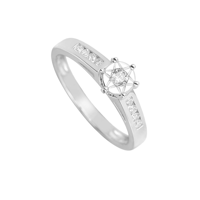 Bague Femme - Or 18 Carats - Diamant 0,19 Carats