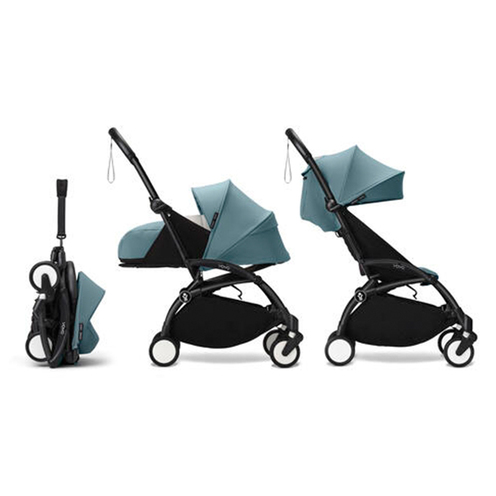 Poussette YOYO 3 Pack 0+ et 6+ Aqua / Cadre Noir - STOKKE