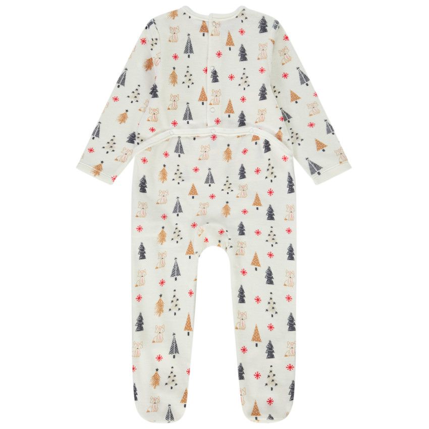 Dors-bien en velours imprimé Noël pour bébé - Ecru