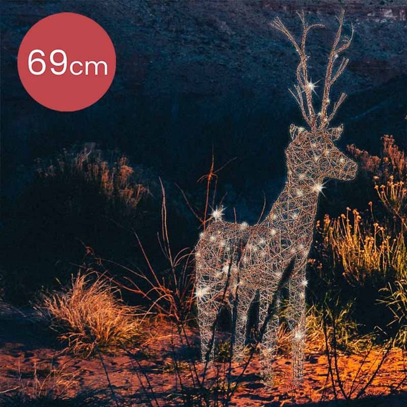 Lumineo - Verlichte Beeld Hert - Bruin - 46x13x69cm - Voor Buiten - 8 Uurs Timer