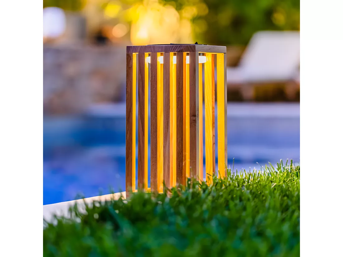Lanterne solaire décorative CHENNAI Bois Bois H30cm