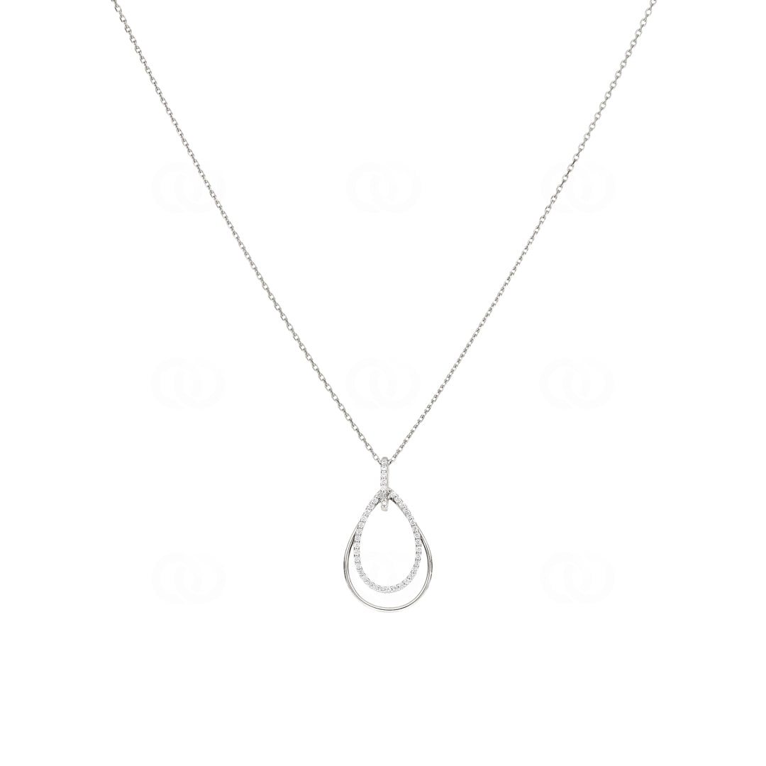 Collier mit Anhänger 925 Silber rhodiniert mit Zirkonia 43cm