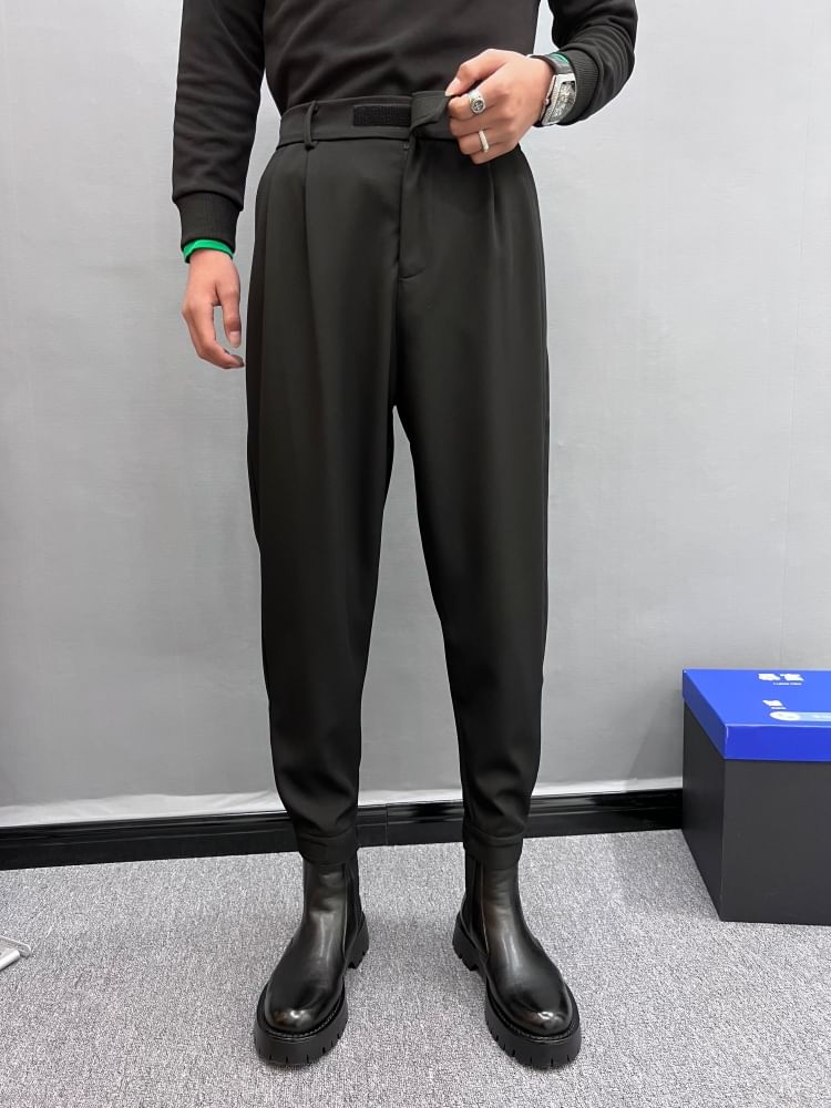 Loansk - Hoge taille effen cropped taps toelopende pantalon
