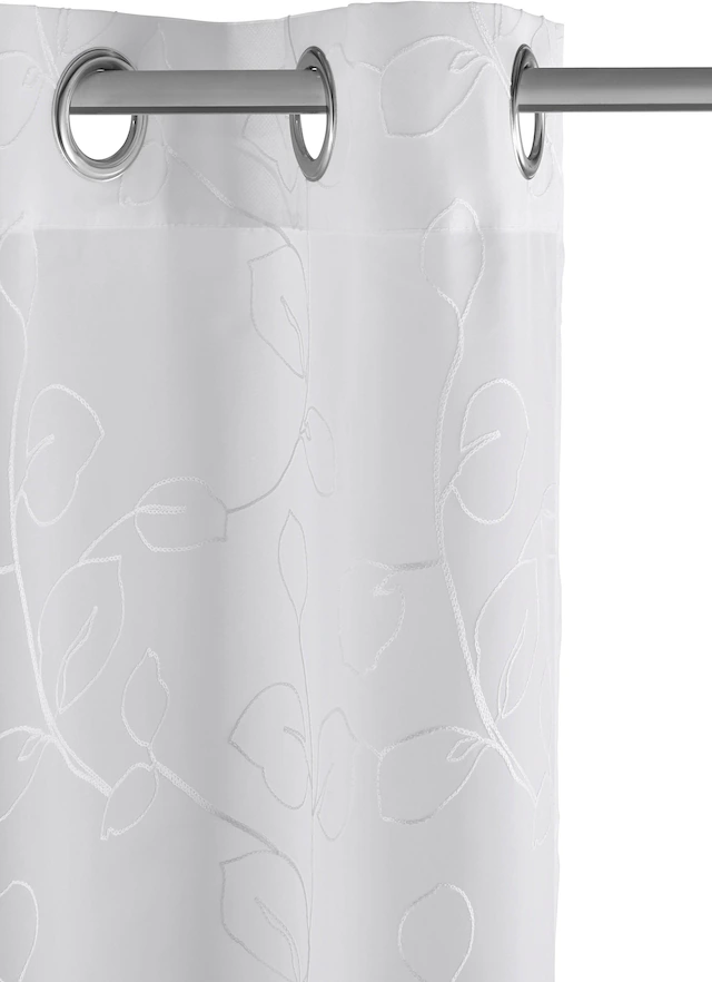 Home affaire Gardine »Adele« Ösen 1 Stk. tlg. transparent, mit floraler Stickerei, Voile