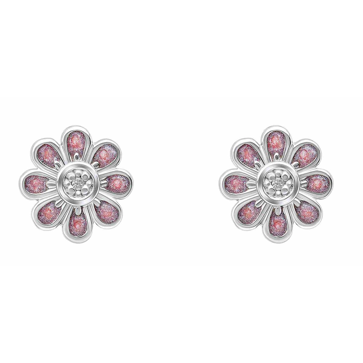Boucle d'oreille diamant fleur en argent 925