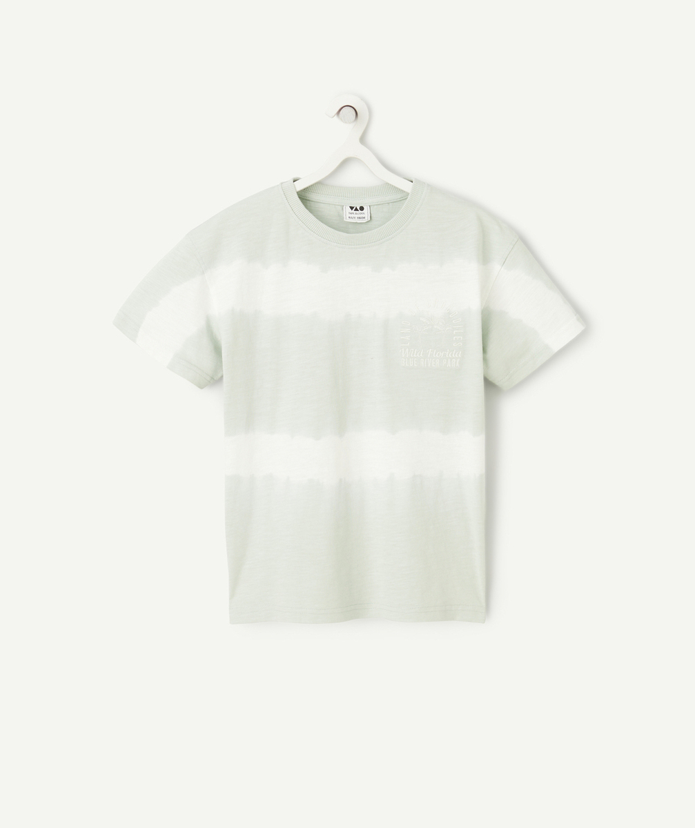 t-shirt manches courtes garçon en coton bio tie and die vert et blanc