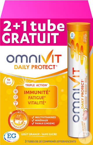 Omnivit Daily Protect Multivitamine Pour Énergie/Immunité/Concentration 3x20 Comprimés Effervescents