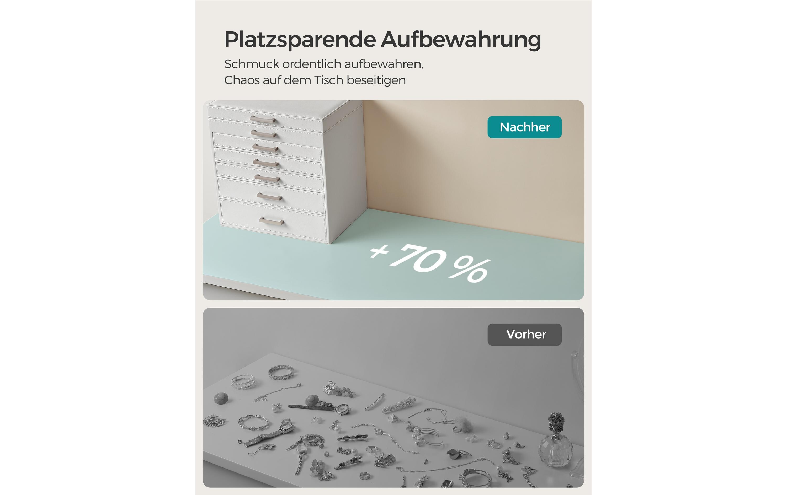 Schmuckschatulle 6 Ebenen, WeissSchmuckkasten