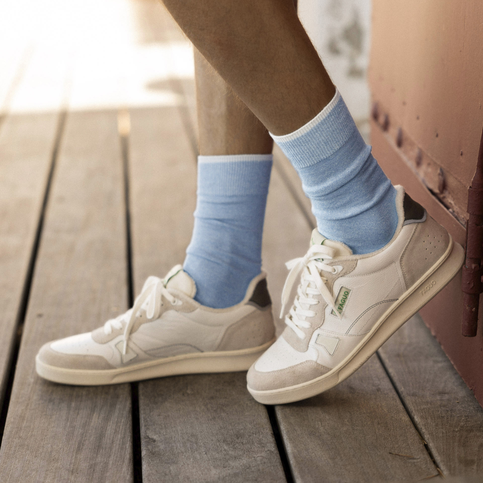 Chaussettes bleues & vert menthe coton et polyester recyclé - modèle socks x3