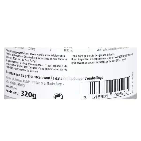 Eafit Protidyne Proteína Energizante Sabor Baunilha 320g
