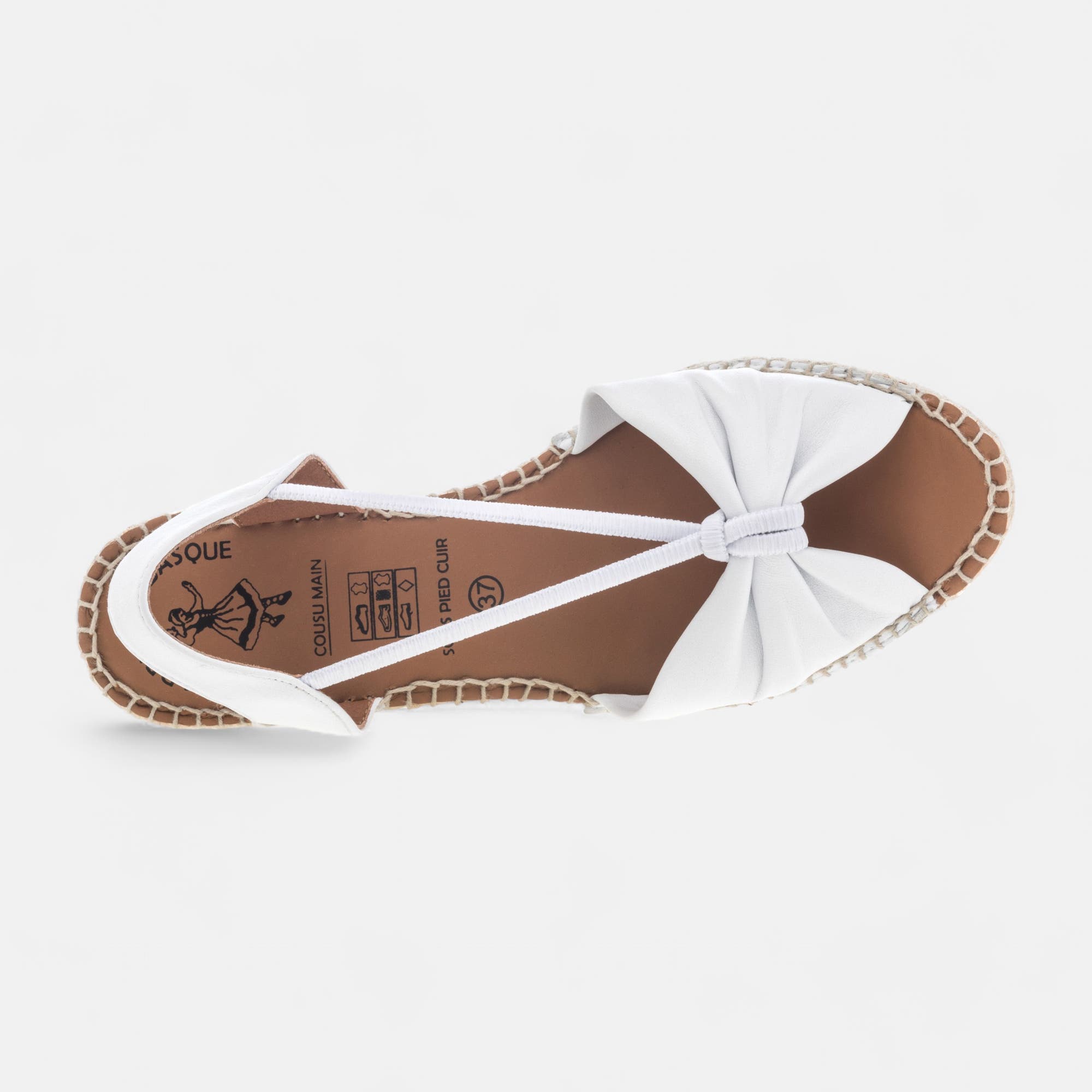 Espadrilles à talon Femme en cuir blanc