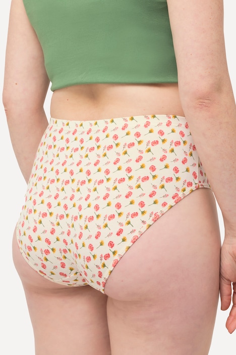 Slips, 2er-Pack, Blüten/einfarbig, Midislips, Biobaumwolle