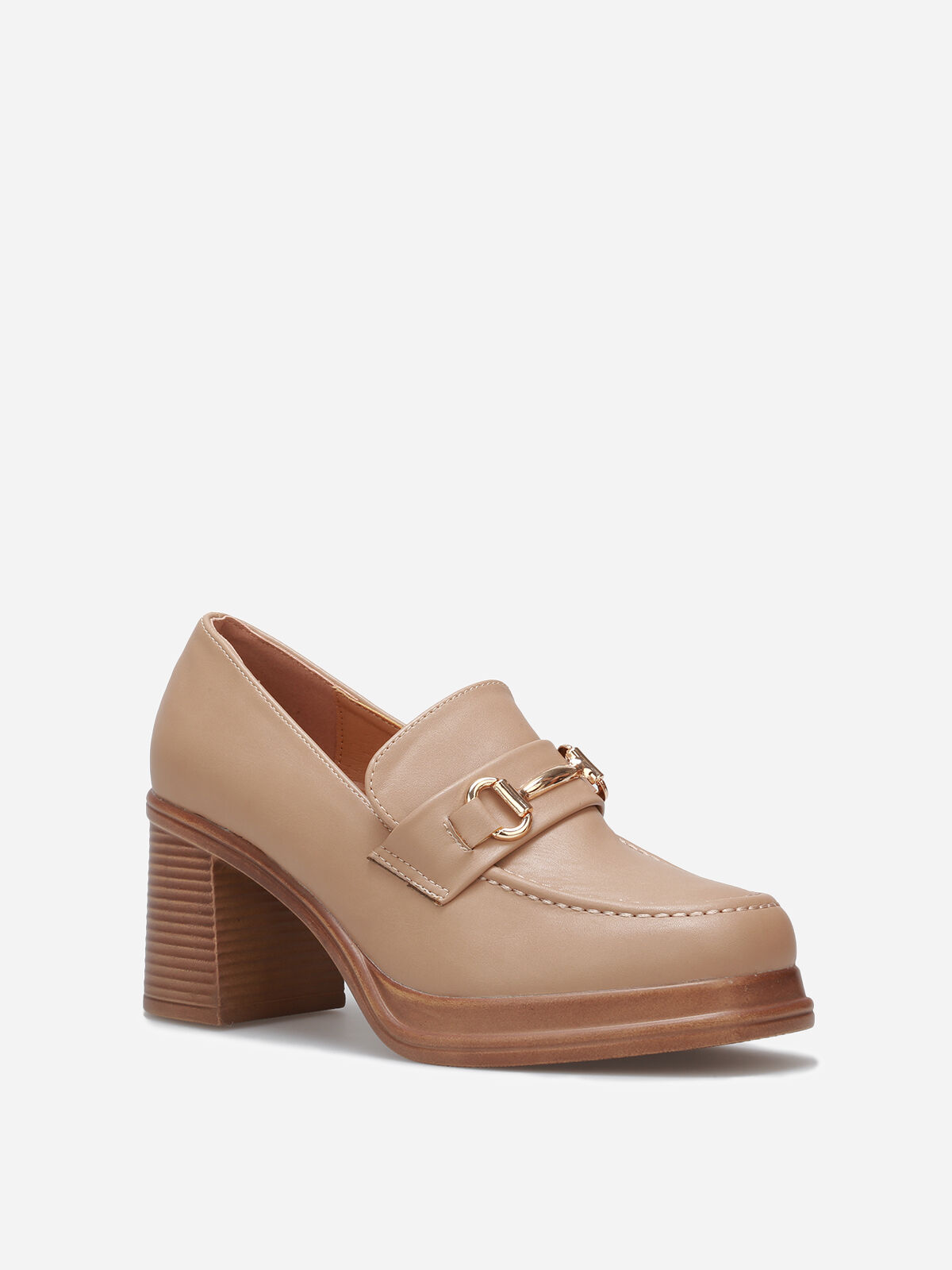 Mocassins à talon et mors- Taupe