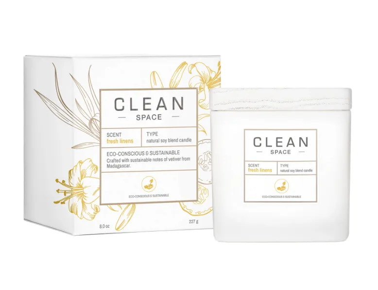 Clean, Space Fresh Linens, Scented Candle, 227 g