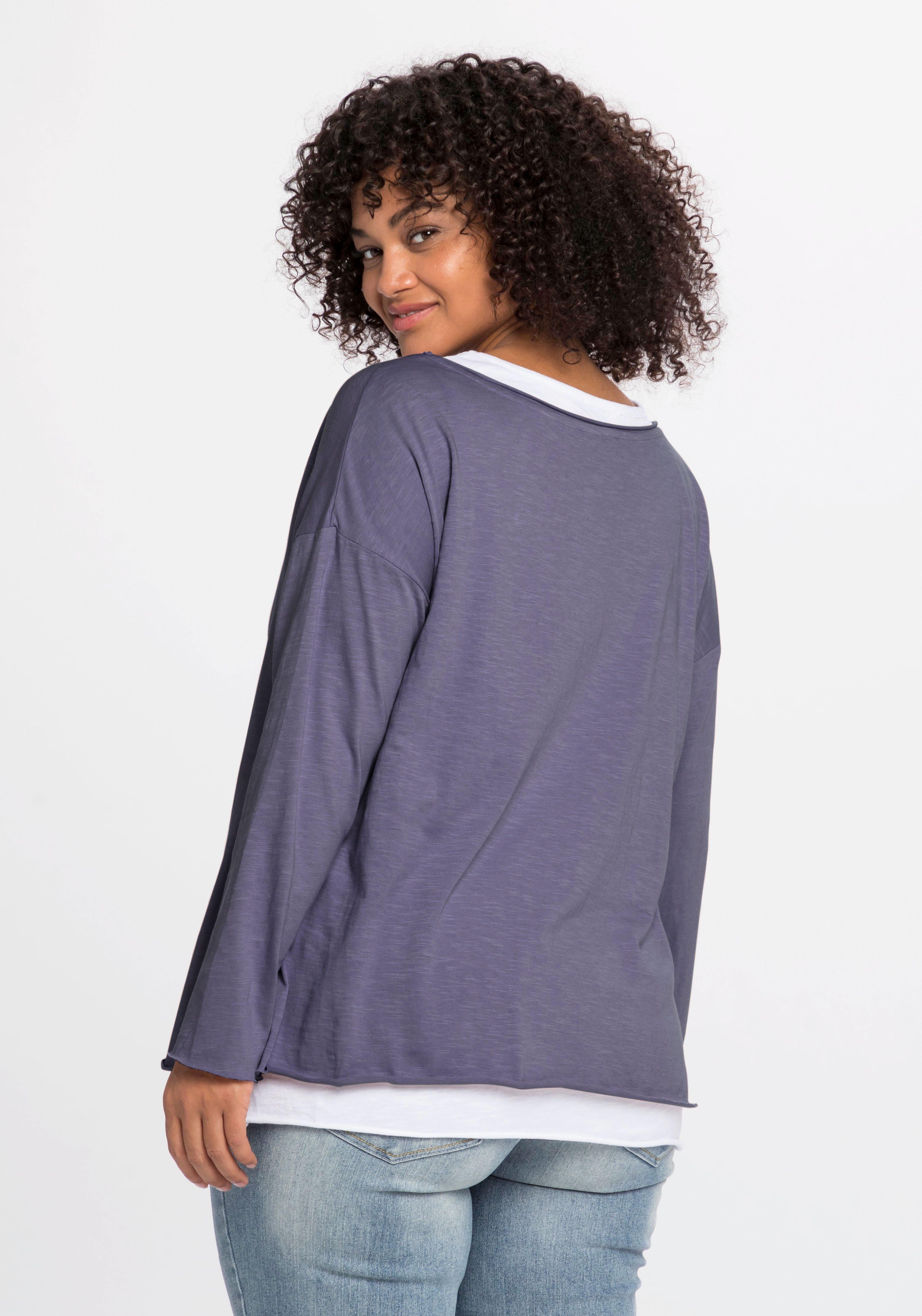 Langarmshirt im Layeringlook, mit Rollkanten