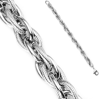 (10mm) Edelstahl Armband Chunky Chain Geflochtene Glieder Armkette - Silber