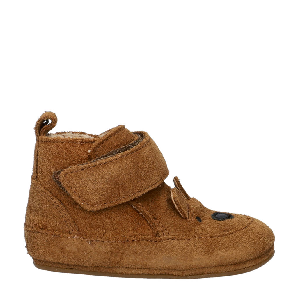 Nelson Kids suède baby schoenen cognac