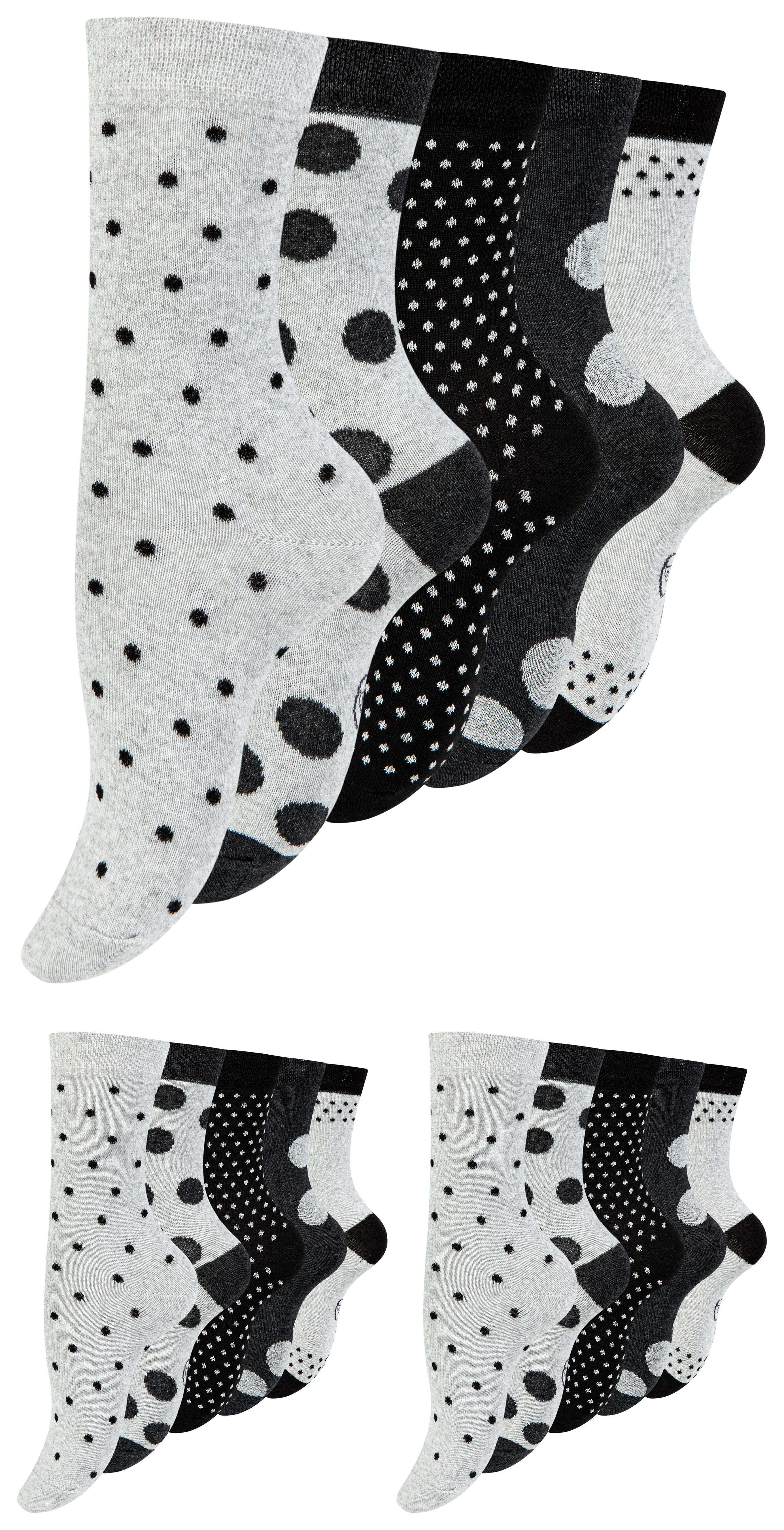 Paolo Renzo® Damen Baumwoll Socken gestreift 10 Paar - Größe 35/38