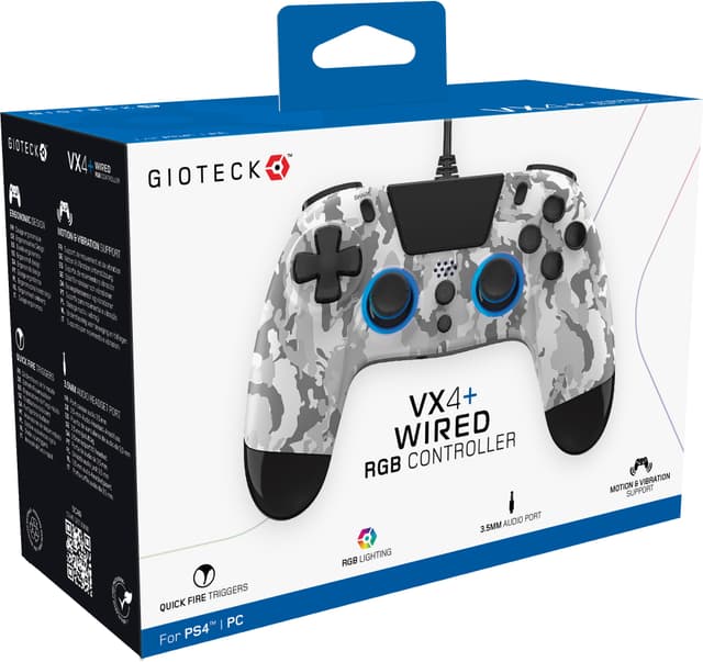 Gioteck VX-4 Plus PlayStation 4 USB-kablet controller (hvid)