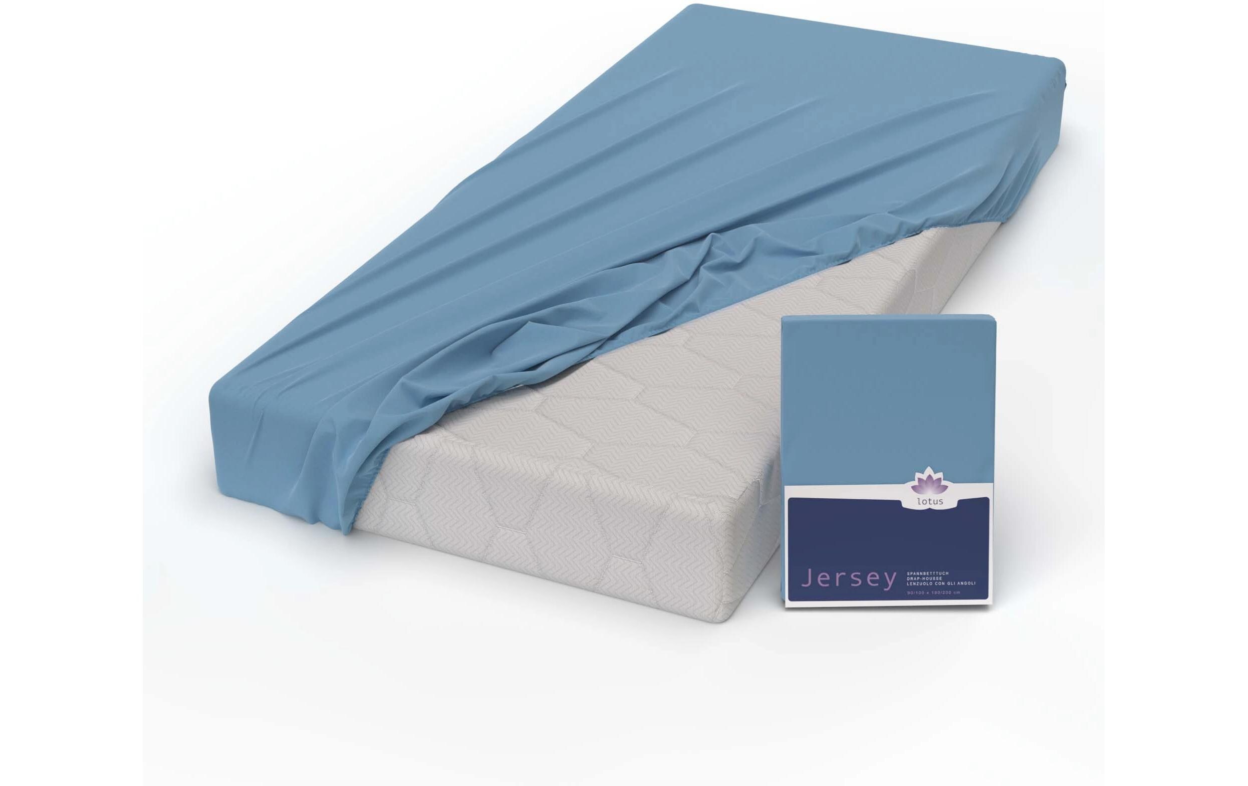Fixleintuch Jersey Comfort 140-160 x 200 cm, BlauJersey Spannbetttuch aus 100% Baumwolle