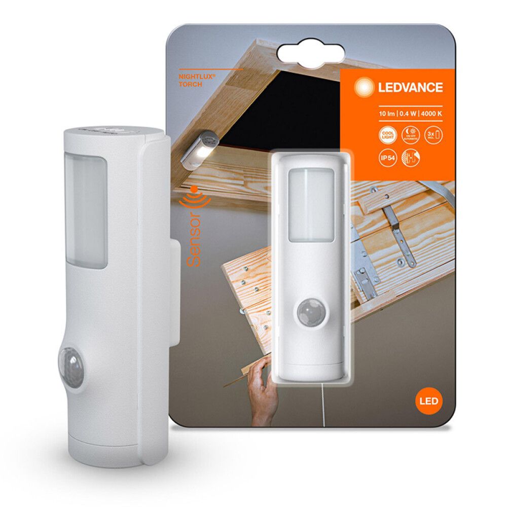 NATTLAMPE LEDVANCE NIGHTLUX TORCH BEVEGELSESSENSOR HVIT