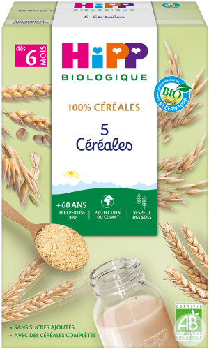 HiPP Biologique 100% Céréales 5 Céréales Dès 8 Mois Boîte 250g