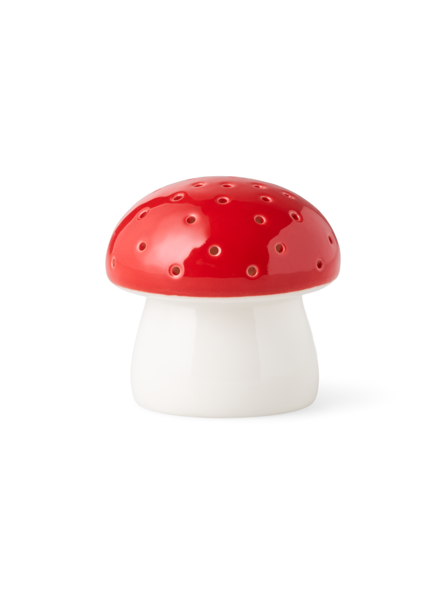 Dekorativ svamp med LED | Porcelæn. 6 cm. | Red