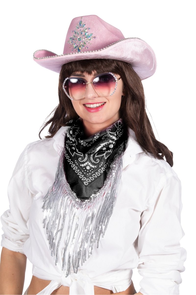 Zwart Zilveren Bandana Strass Franjes