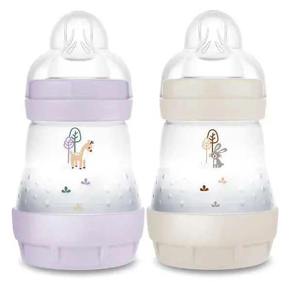 Mamadeira Mam Baby, Lilás + Teto Areia, Fluxo 1, 2 x 160ml