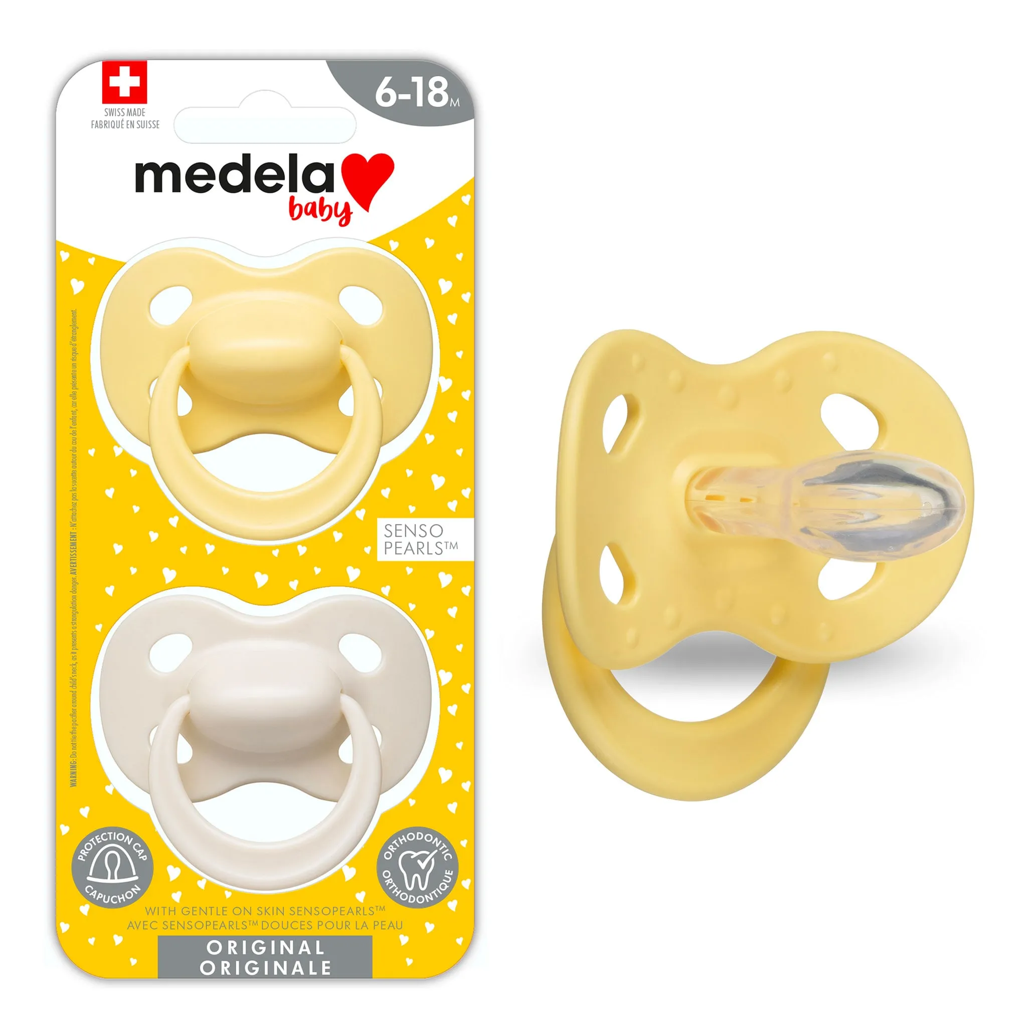 Medela Suce Orthodontique (2) 6-18mois - Jaune  Beige