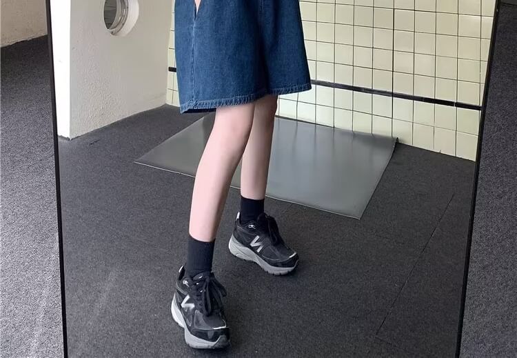 Wildfoea - Gewassen denim wijde jumper shorts