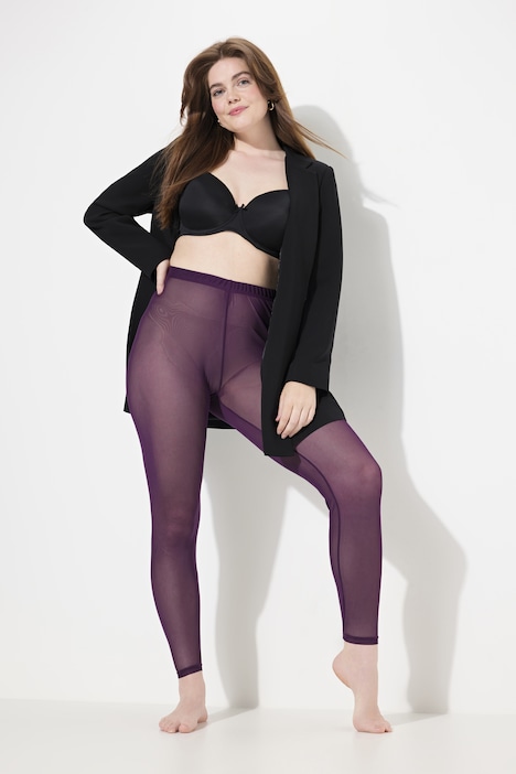 Strumpf-Leggings, Mesh, Schriftzug, Flockdruck