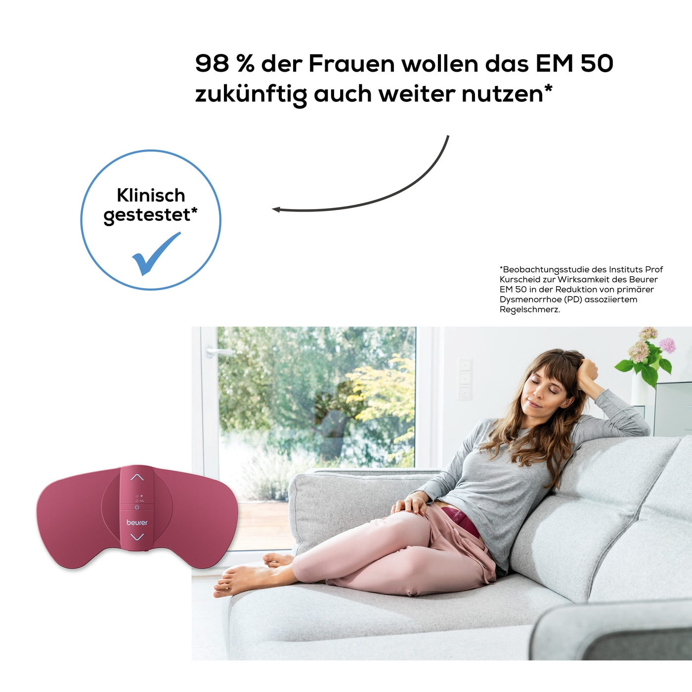 EM 50 Menstrual Relax Menstruations Schmerz Pad Elektrisches Bauch Wärme Pad mit Hitze- & TENS Funktion (64854) - Pink