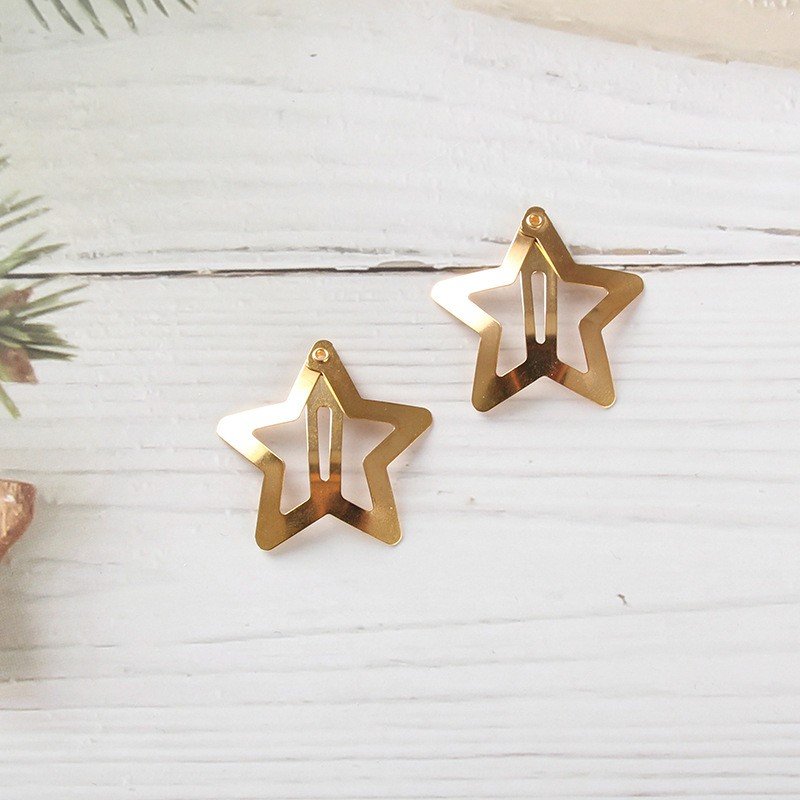 (10er Set) Haarspangen Metall Klammern Clips Haarschmuck Stern - Gold