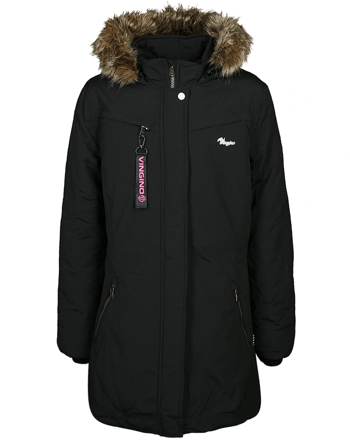 Winterparka TEISHA mit Kunstfellbesatz in schwarz
