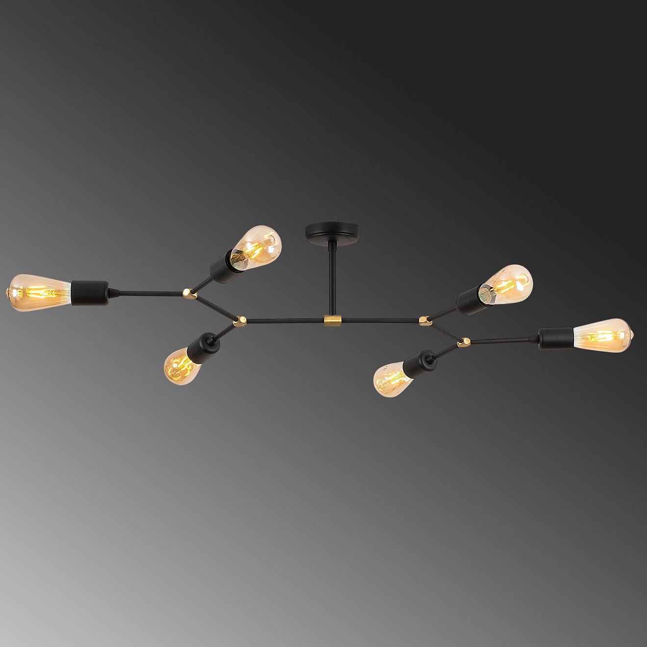 Opviq Plafonnier Sparrow 1242 noir  - H.20x95x48 cm