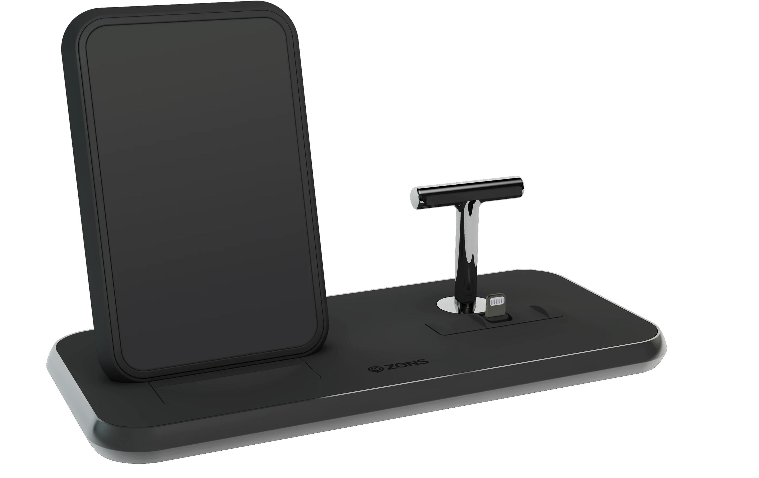 Wireless Charger Dual QI + Lightning SchwarzQi Ladepad mit Apple und Samsung Schnellladeunterstützung