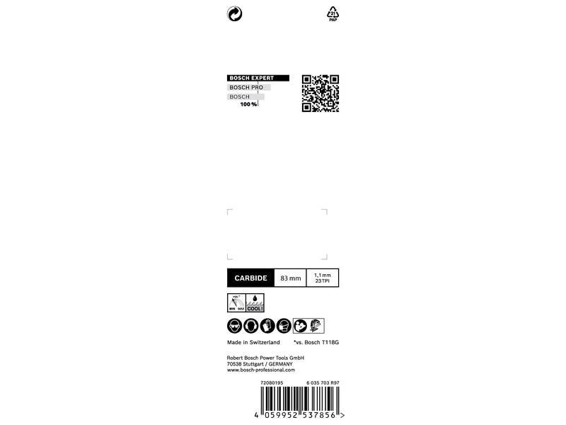Bosch Professional Stichsägeblatt EXPERT Stainless Steel T Herausragende Lebensdauer in Edelstahlblechen