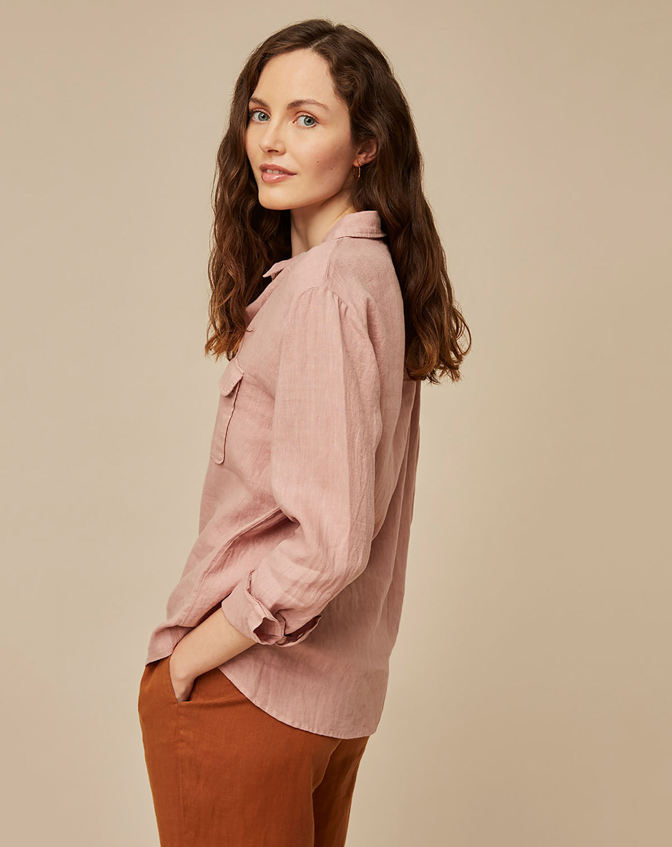 Harris Wilson Chemise 100% Lin Carole poudre