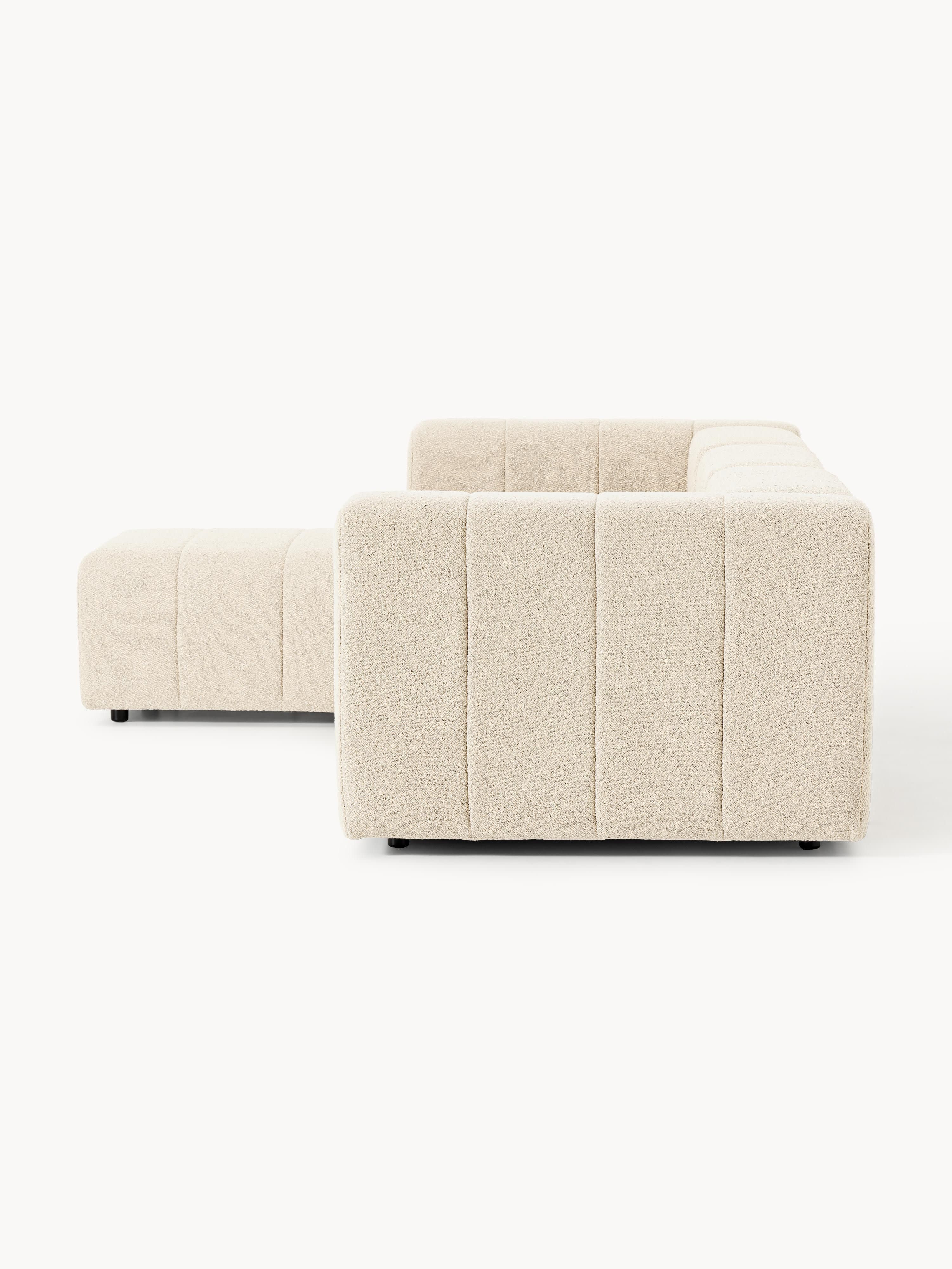 Modulaire bouclé bank Lena (4-zits) met poef (links/rechts)