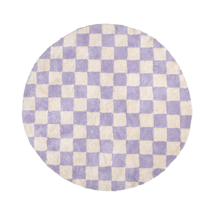 Rond retro vloerkleed - Gambit Lila/Wit