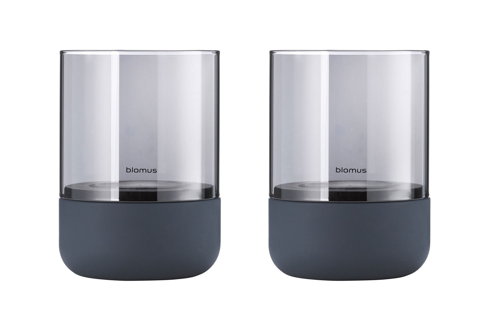 blomus Windlicht CALMA 2er Set 9,5 cm Steel Grau/ Smoke