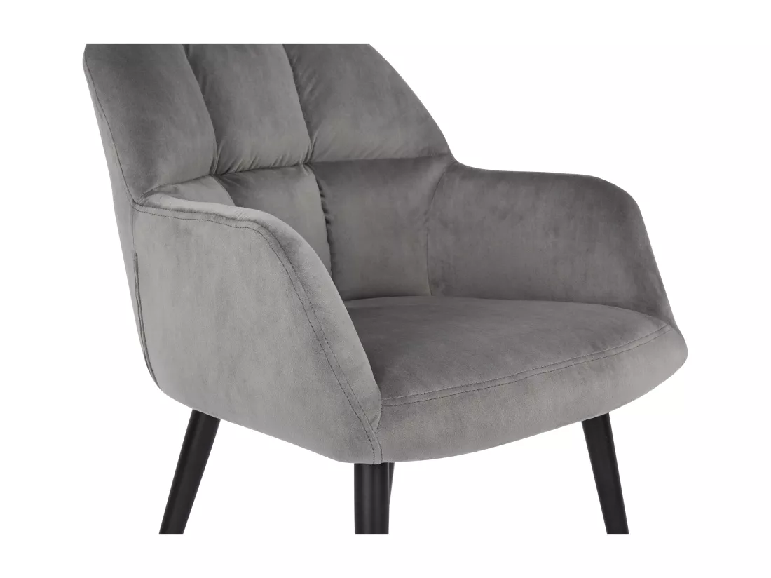 Lot de 6 chaises avec accoudoirs - Velours et métal - Gris - PEGA de PASCAL MORABITO