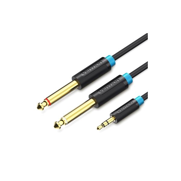 Vention Cabo Áudio Jack 3.5mm M Stéreo - 2 Jacks 6.5mm M Mono 3m